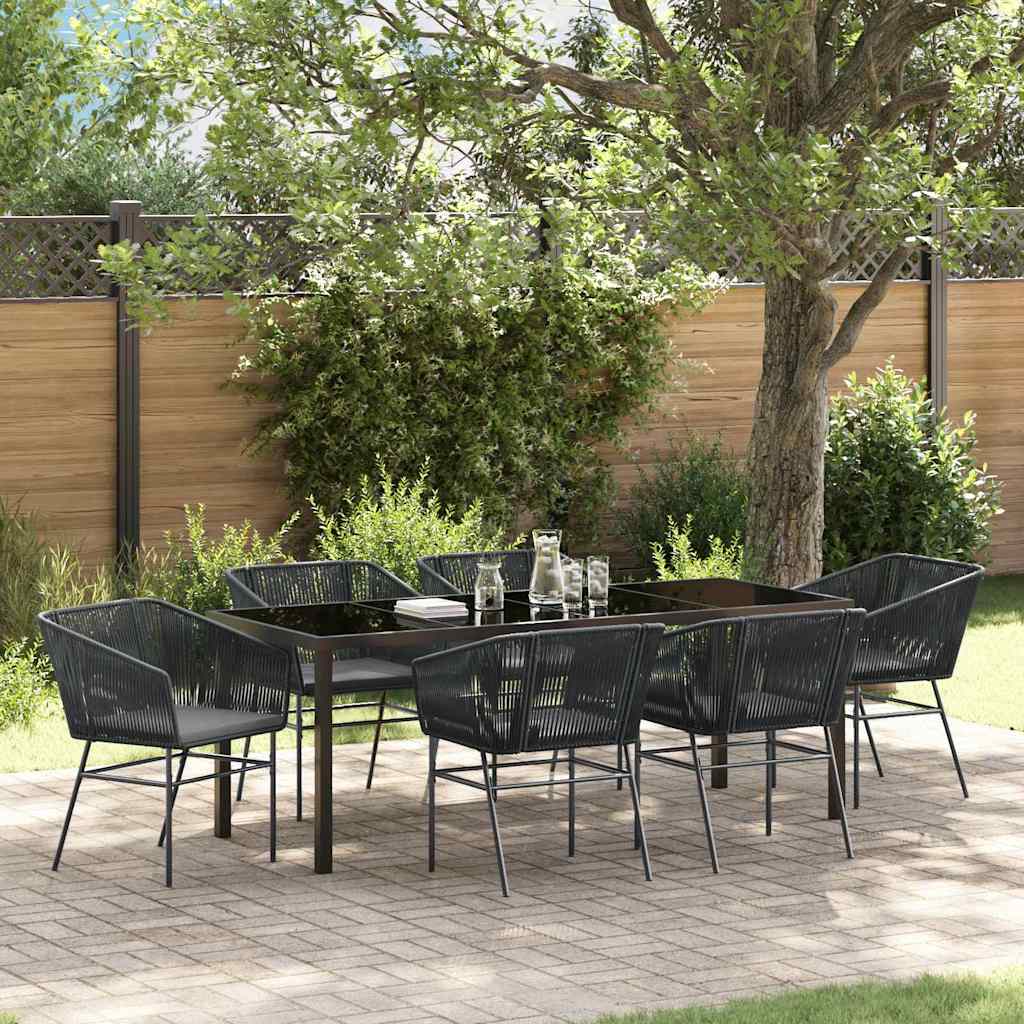 Ensemble de salle à manger pour jardin avec coussin 7 pcs Noir - XIOS