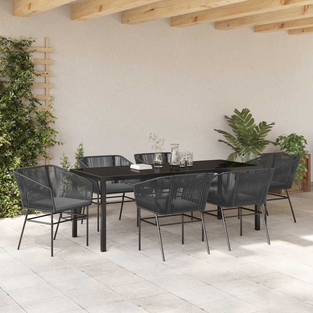 Ensemble de salle à manger pour jardin avec coussin 7 pcs Noir - XIOS