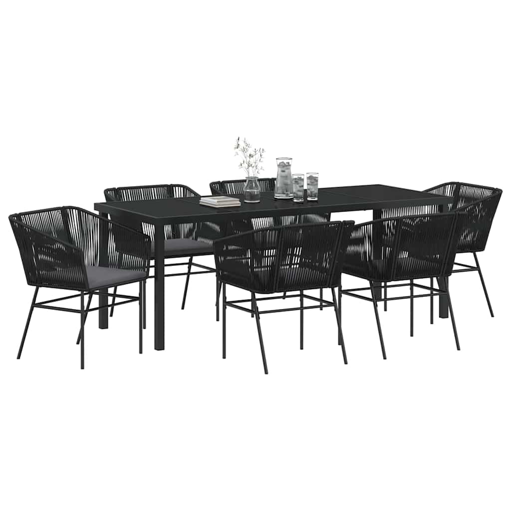 Ensemble de salle à manger pour jardin avec coussin 7 pcs Noir - XIOS
