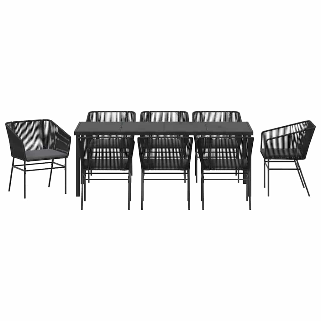 Ensemble de salle à manger pour jardin avec coussin 9 pcs Noir - XIOS