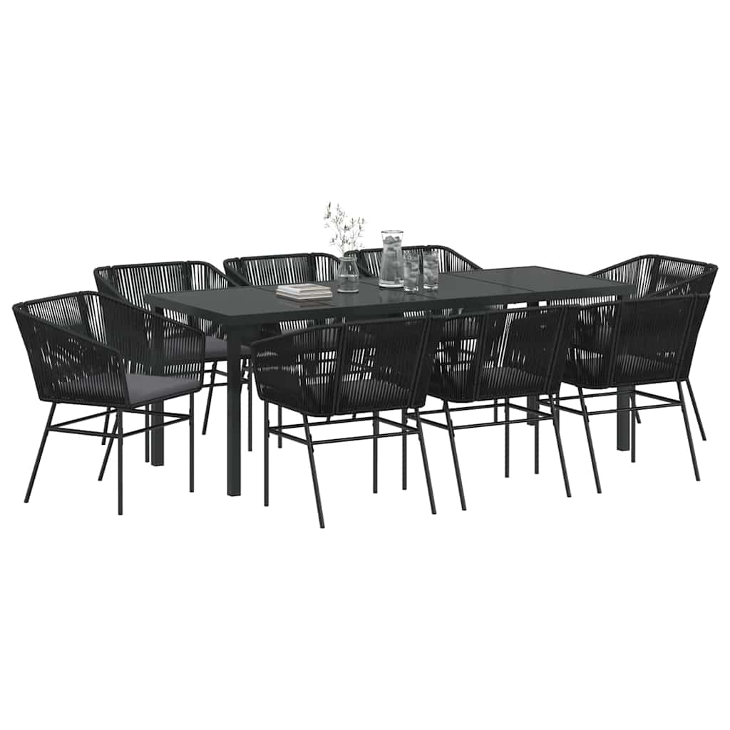 Ensemble de salle à manger pour jardin avec coussin 9 pcs Noir - XIOS