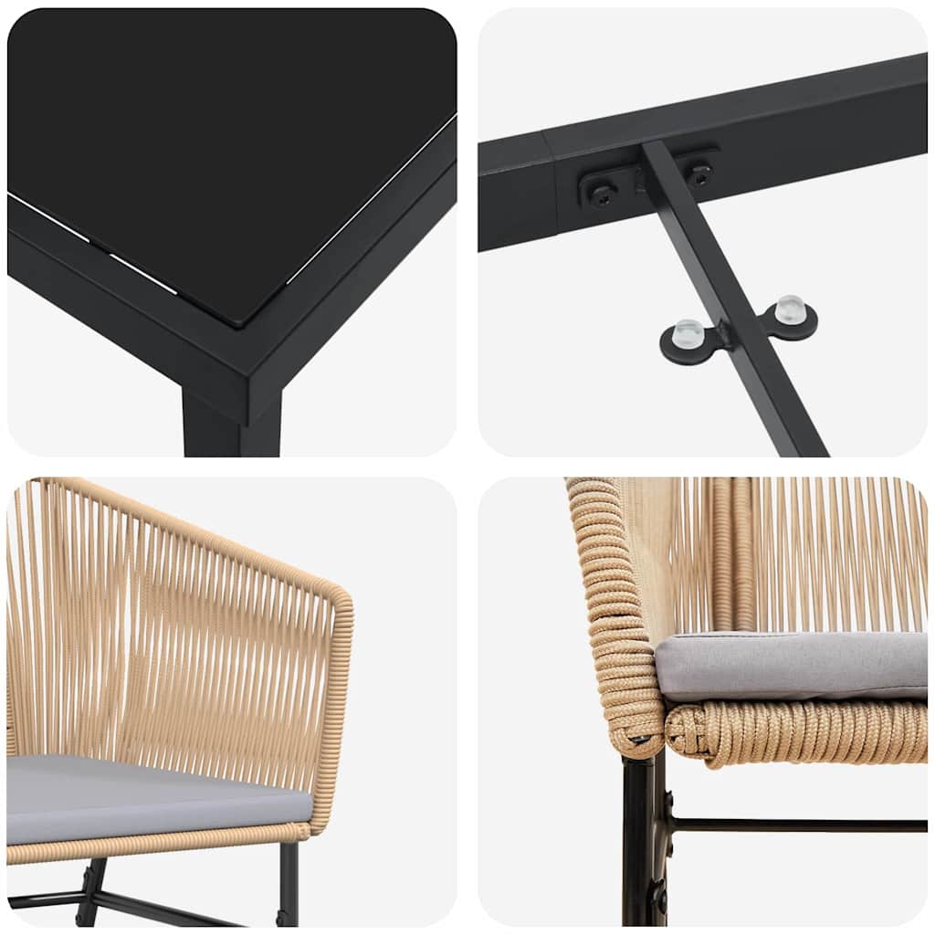 Ensemble de salle à manger pour jardin 5 pcs Marron