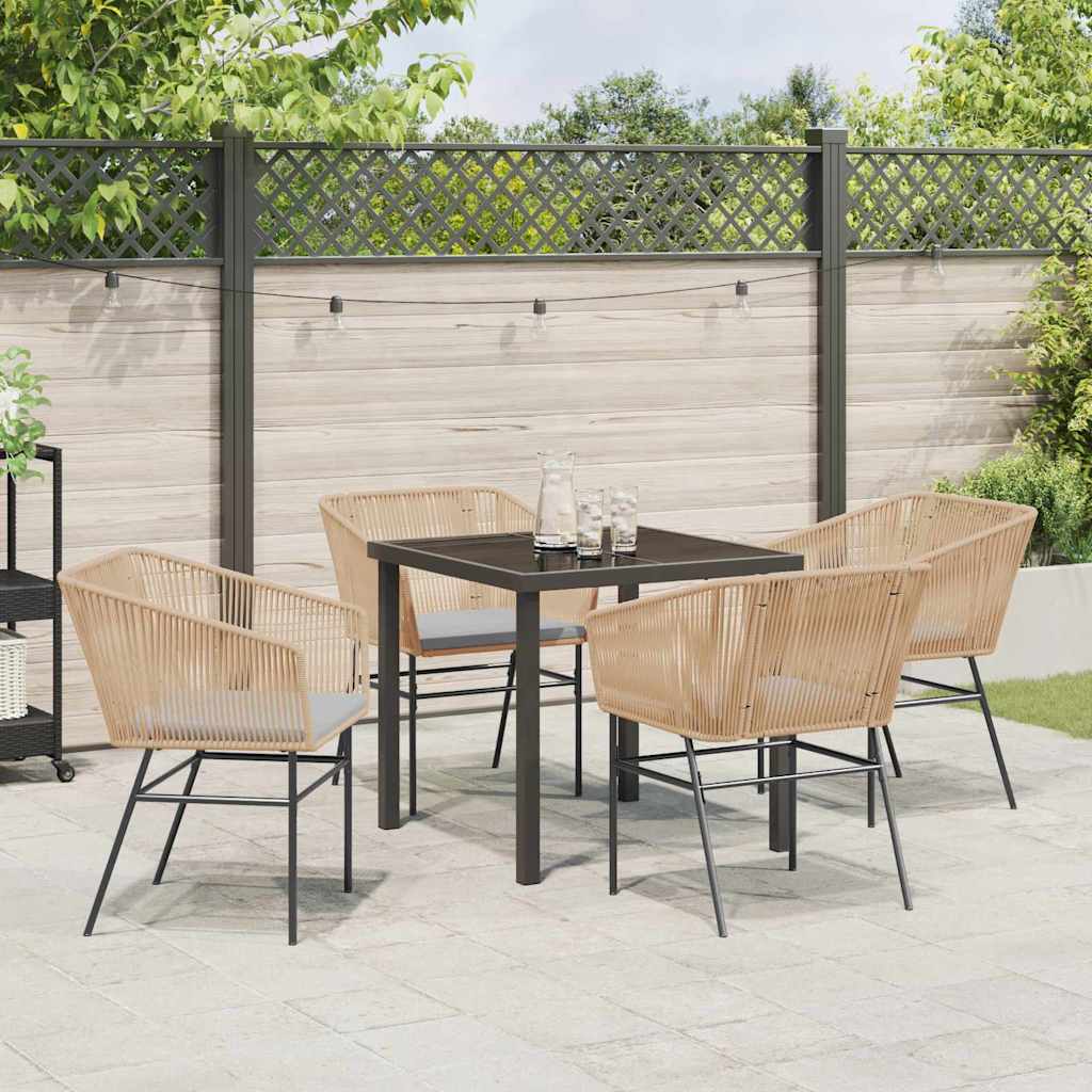 Ensemble de salle à manger pour jardin 5 pcs Marron