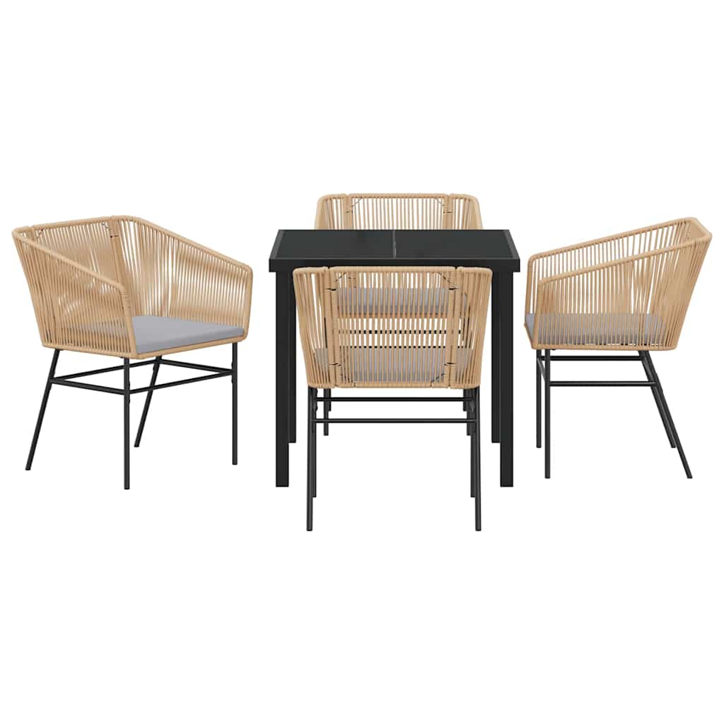 Ensemble de salle à manger pour jardin 5 pcs Marron