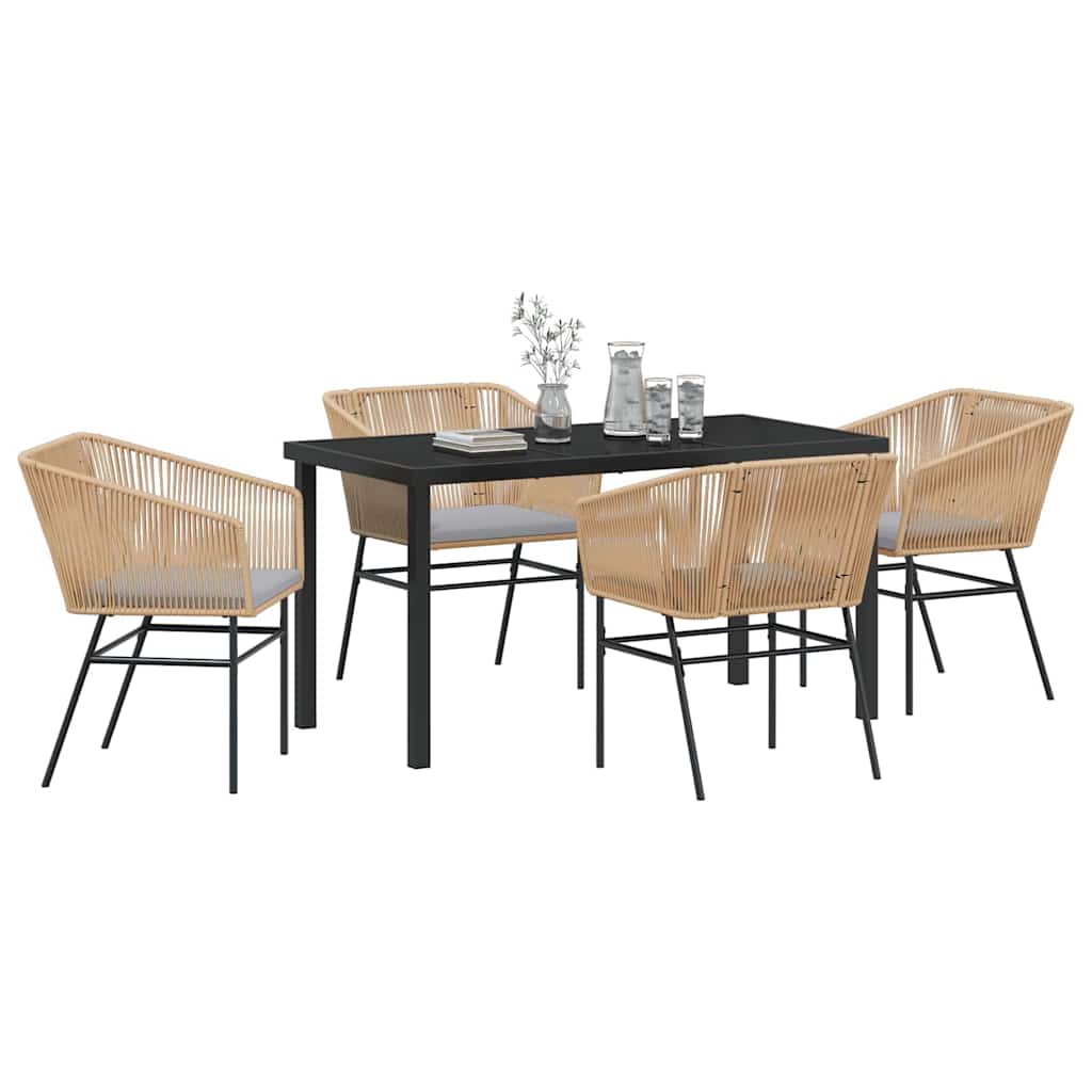 Ensemble de salle à manger pour jardin 5 pcs Marron