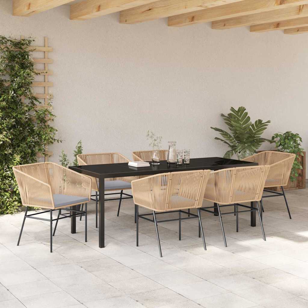 Ensemble de salle à manger pour jardin 7 pcs Marron