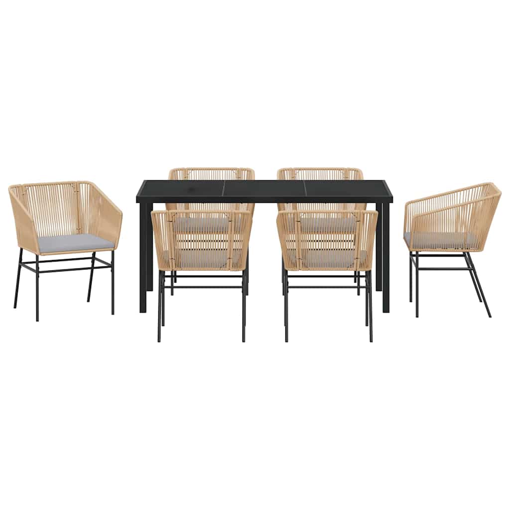 Ensemble de salle à manger pour jardin 7 pcs Marron