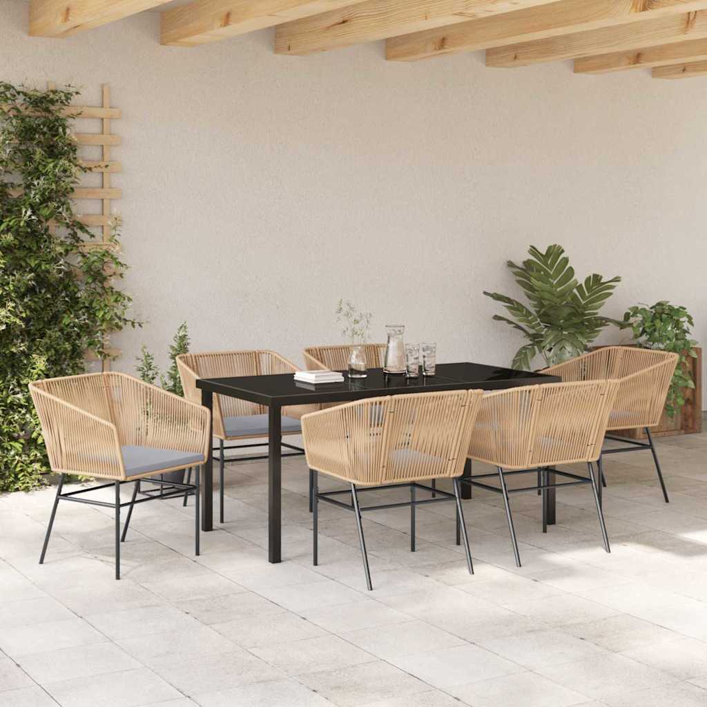 Ensemble de salle à manger pour jardin 7 pcs Marron