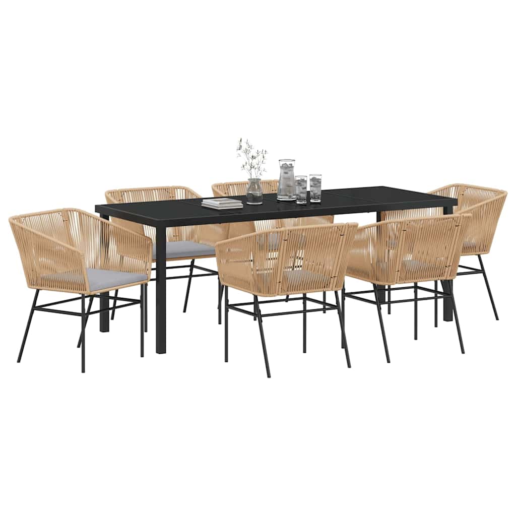 Ensemble de salle à manger pour jardin 7 pcs Marron