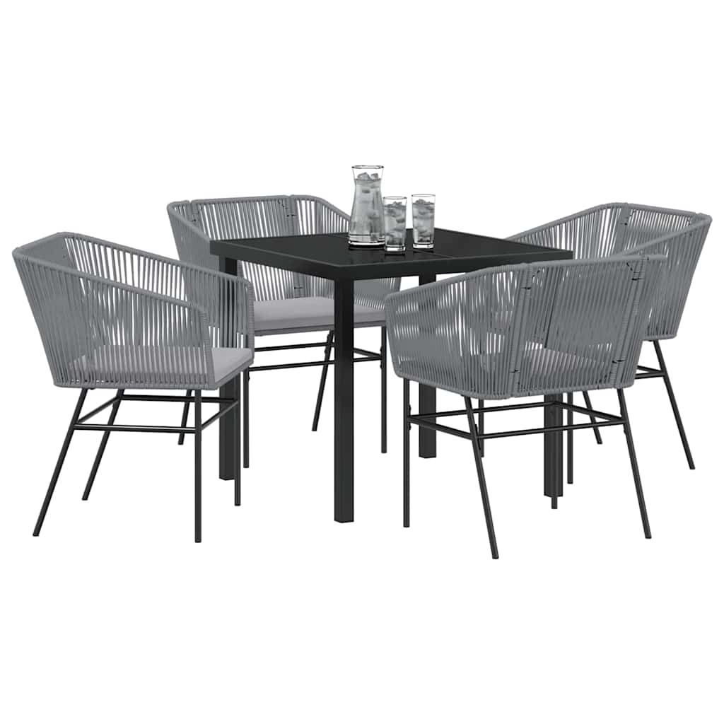 Ensemble de salle à manger pour jardin avec coussin 5 pcs Gris - XIOS