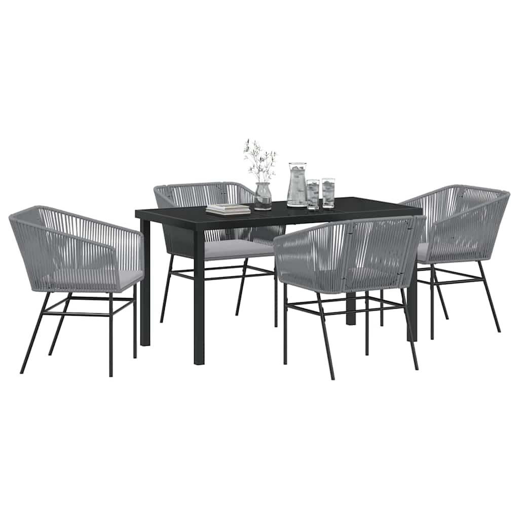 Ensemble de salle à manger pour jardin avec coussin 5 pcs Gris - XIOS
