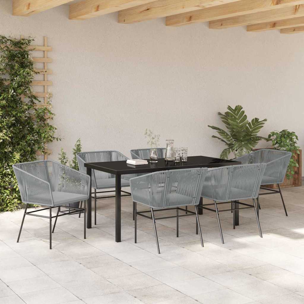 Ensemble de salle à manger pour jardin avec coussin 7 pcs Gris - XIOS