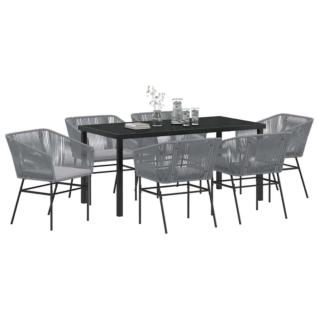 Ensemble de salle à manger pour jardin avec coussin 7 pcs Gris - XIOS