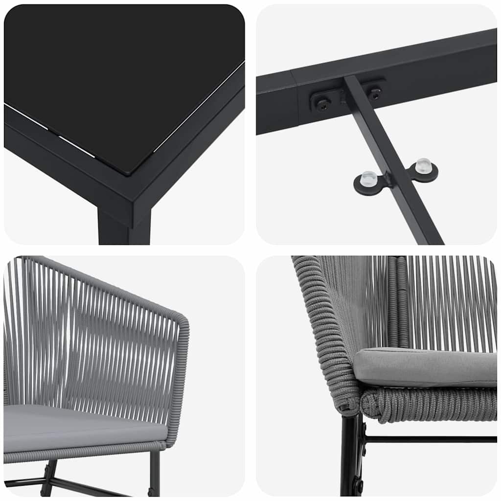 Ensemble de salle à manger pour jardin avec coussin 9 pcs Gris - XIOS