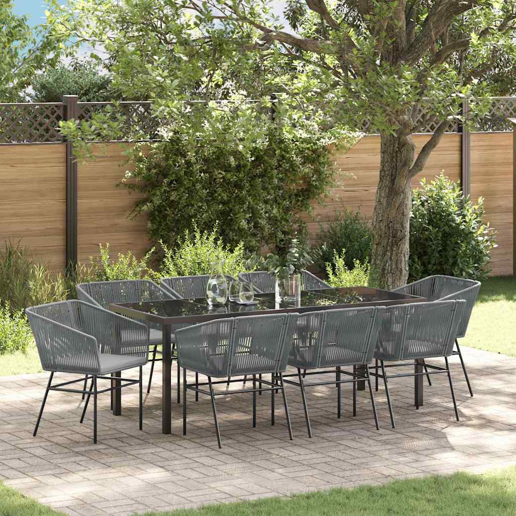 Ensemble de salle à manger pour jardin avec coussin 9 pcs Gris - XIOS