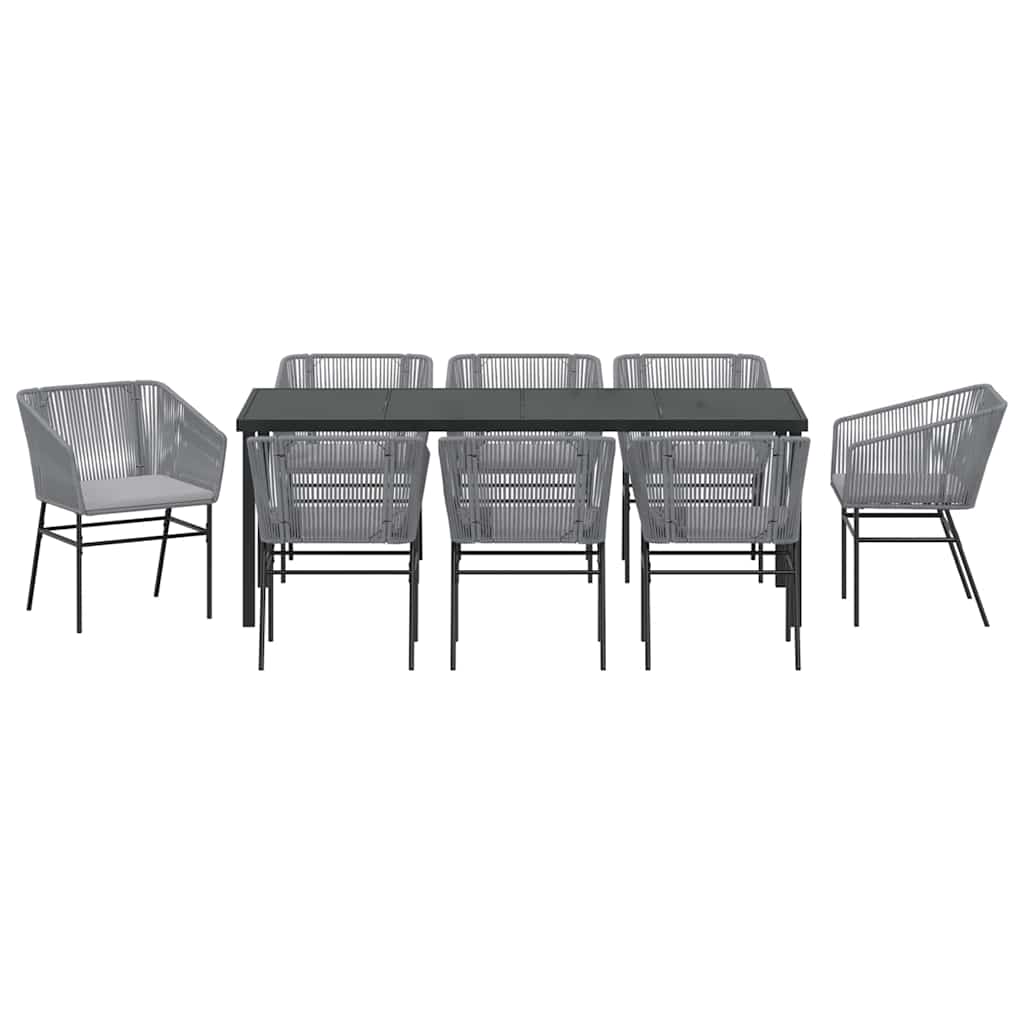 Ensemble de salle à manger pour jardin avec coussin 9 pcs Gris - XIOS