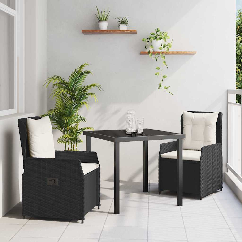 Ensemble de salle à manger pour jardin 3 pcs Noir polyrotin - XIOS