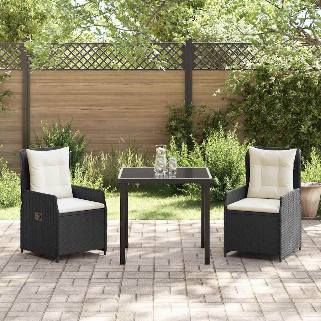 Ensemble de salle à manger pour jardin 3 pcs Noir polyrotin - XIOS