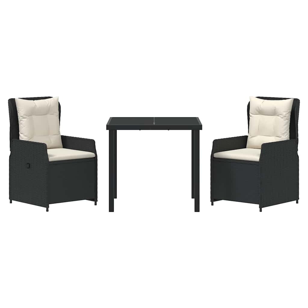 Ensemble de salle à manger pour jardin 3 pcs Noir polyrotin - XIOS