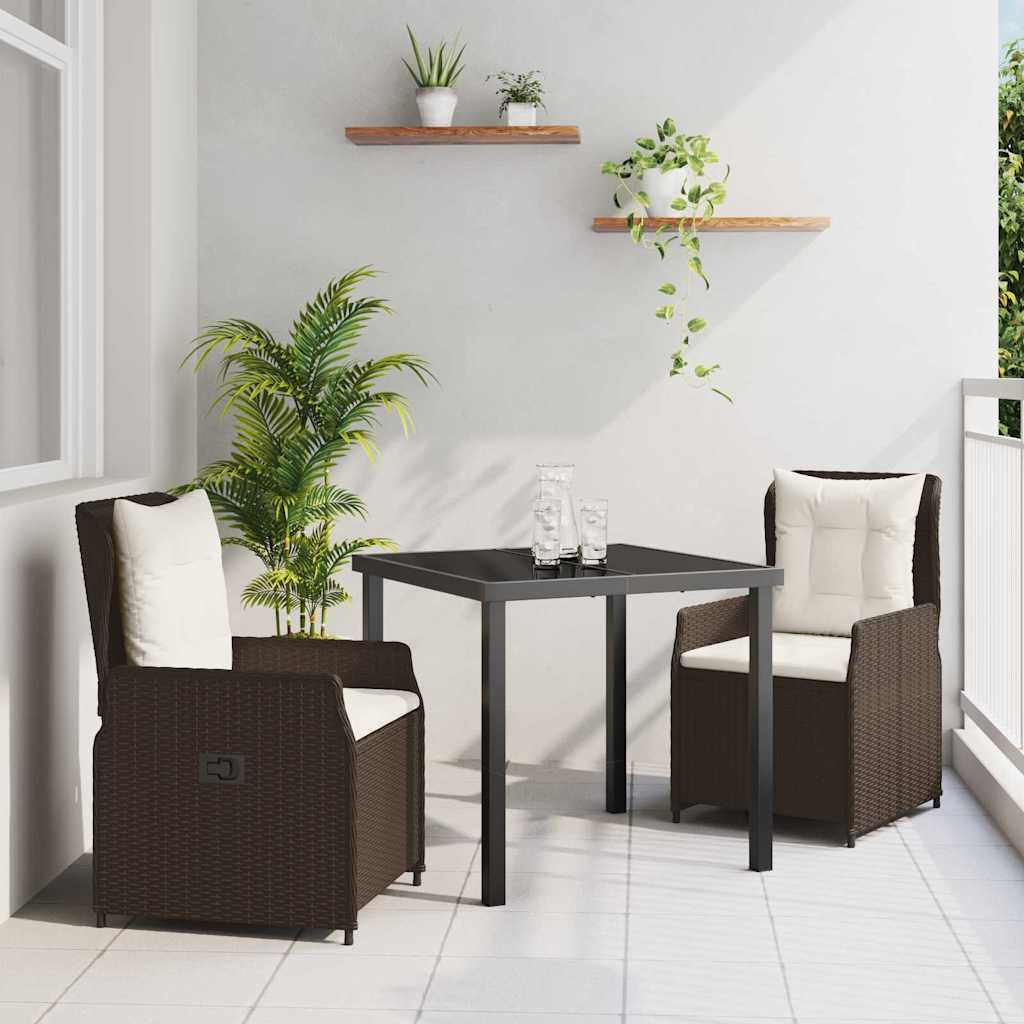 Ensemble de salle à manger pour jardin 3 pcs Marron polyrotin - XIOS