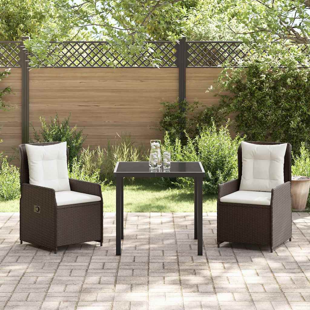 Ensemble de salle à manger pour jardin 3 pcs Marron polyrotin - XIOS