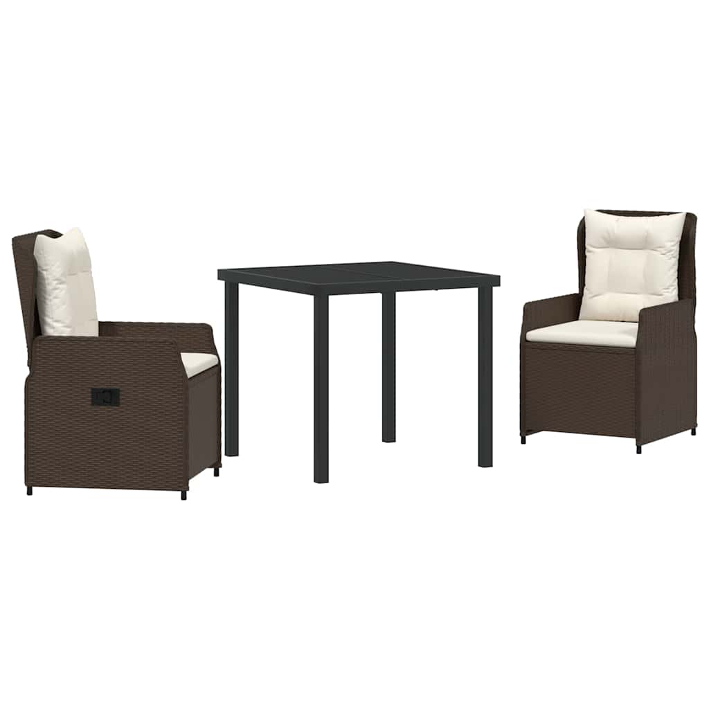 Ensemble de salle à manger pour jardin 3 pcs Marron polyrotin - XIOS