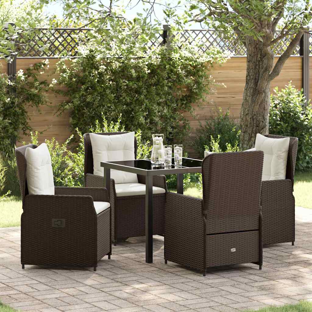 Ensemble de salle à manger pour jardin 5 pcs Marron polyrotin - XIOS
