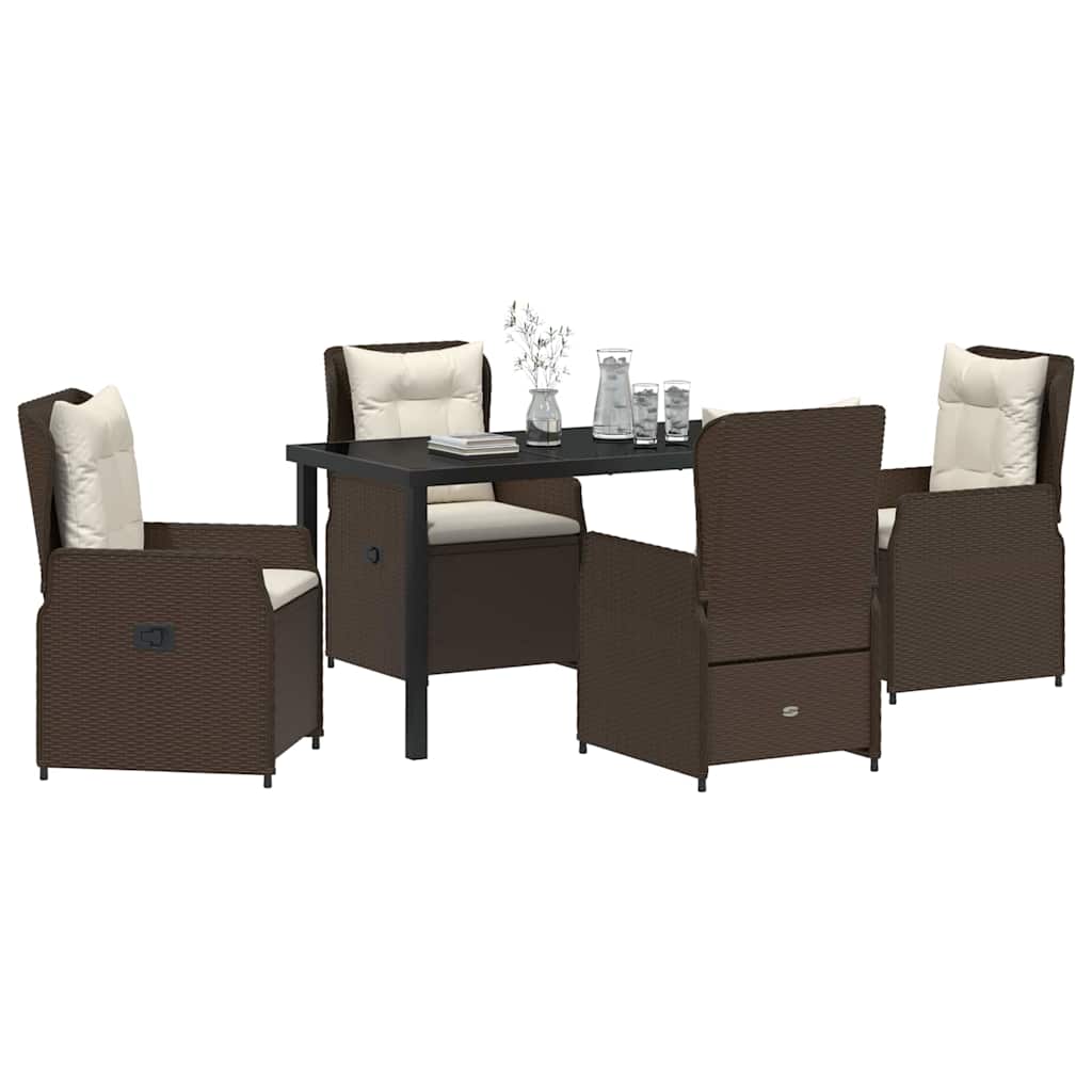 Ensemble de salle à manger pour jardin 5 pcs Marron polyrotin - XIOS