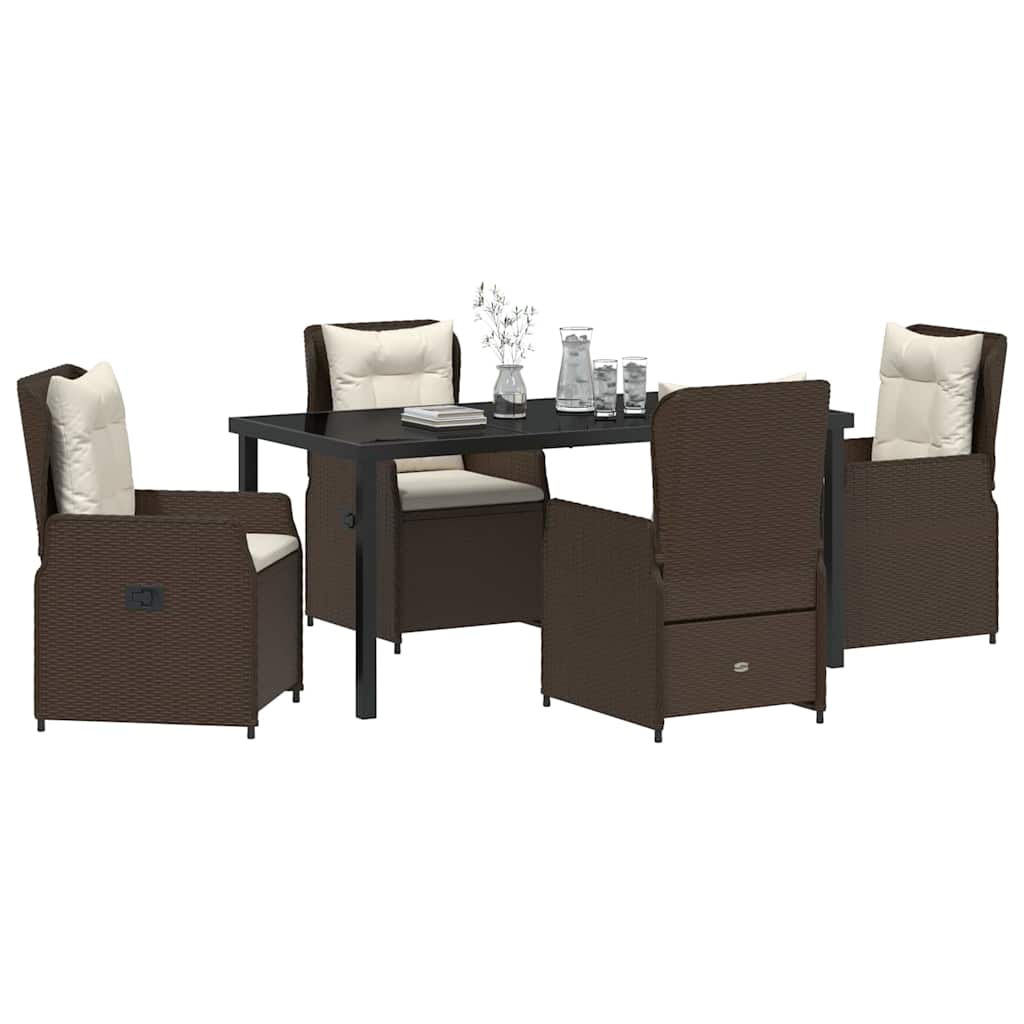 Ensemble de salle à manger pour jardin 5 pcs Marron polyrotin - XIOS
