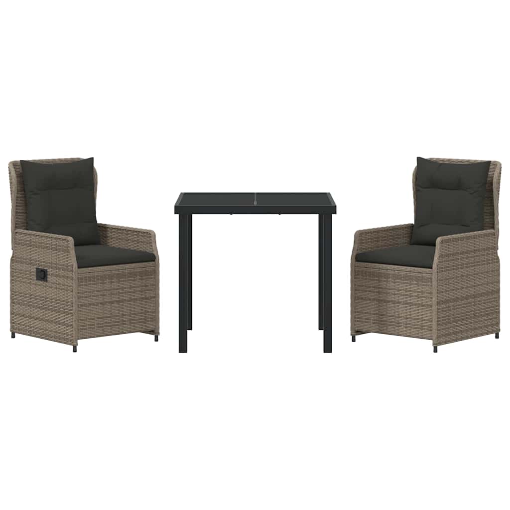 Ensemble de salle à manger pour jardin 3 pcs Gris polyrotin - XIOS