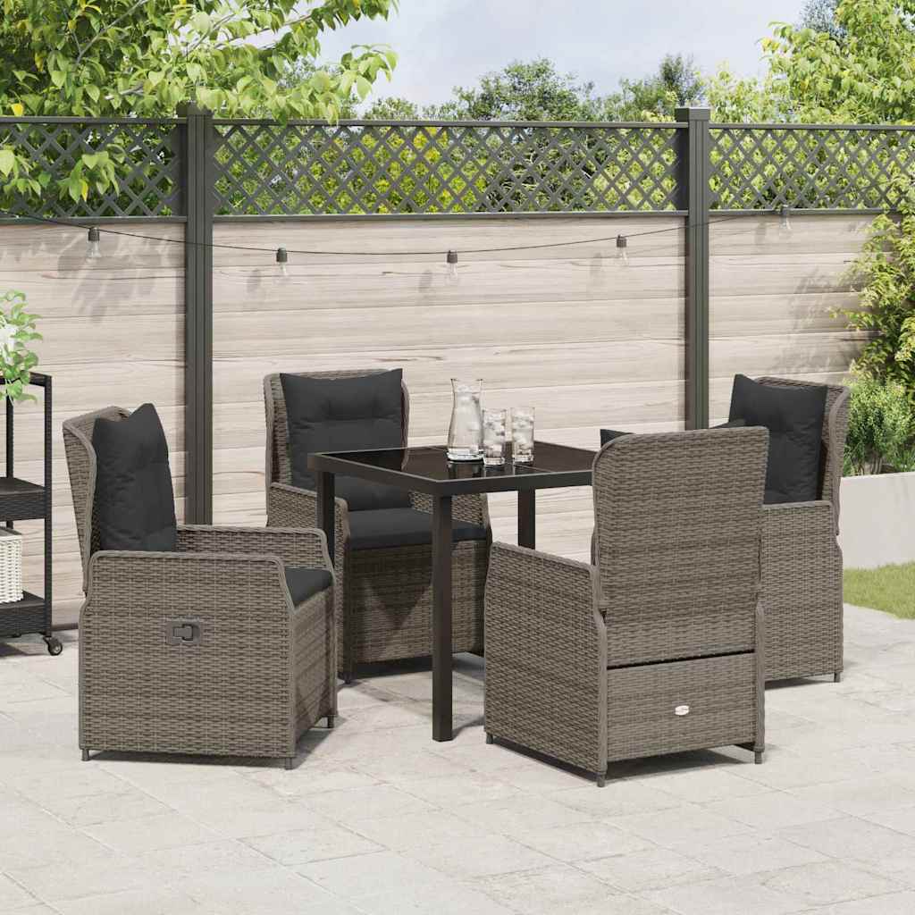 Ensemble de salle à manger pour jardin 5 pcs Gris polyrotin - XIOS