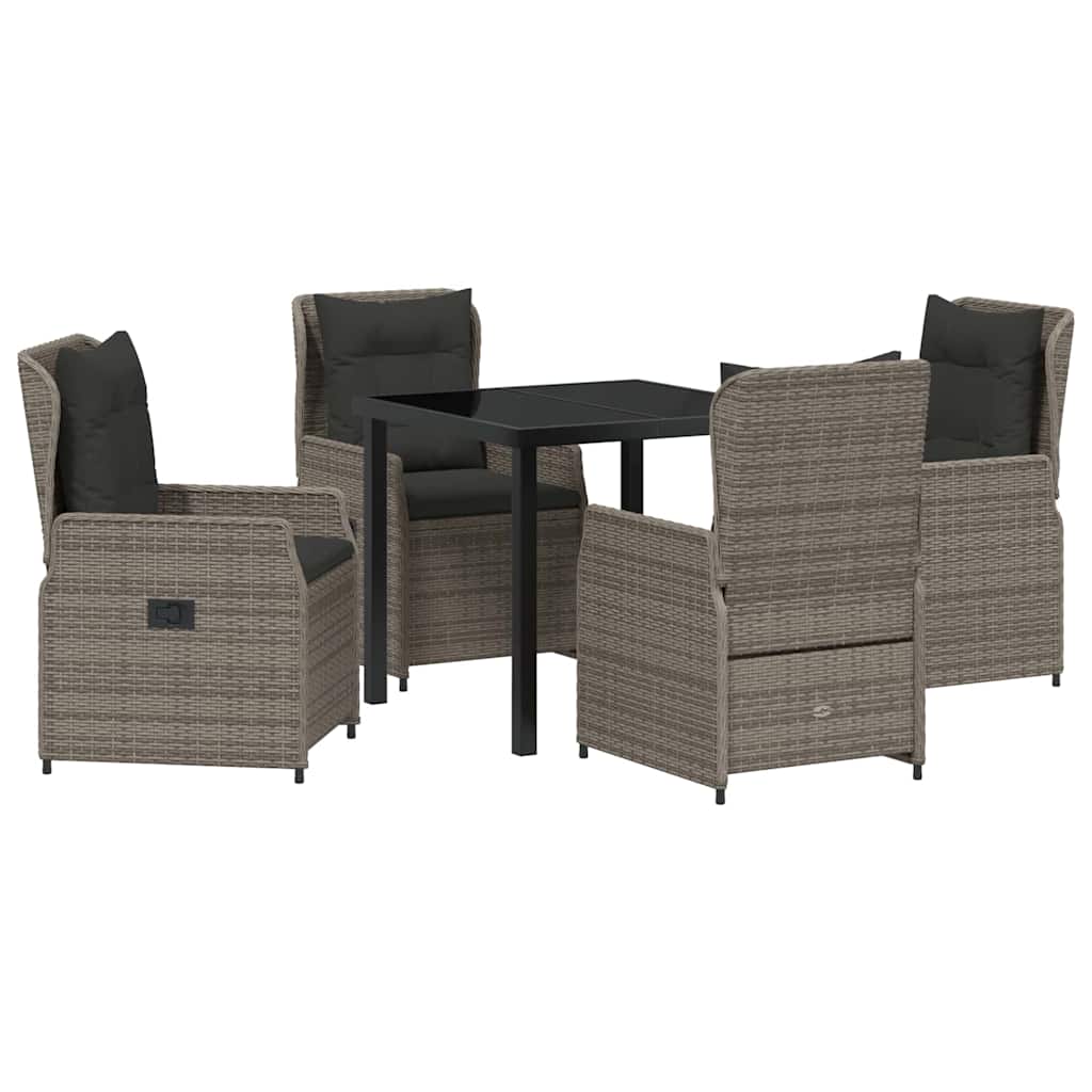 Ensemble de salle à manger pour jardin 5 pcs Gris polyrotin - XIOS
