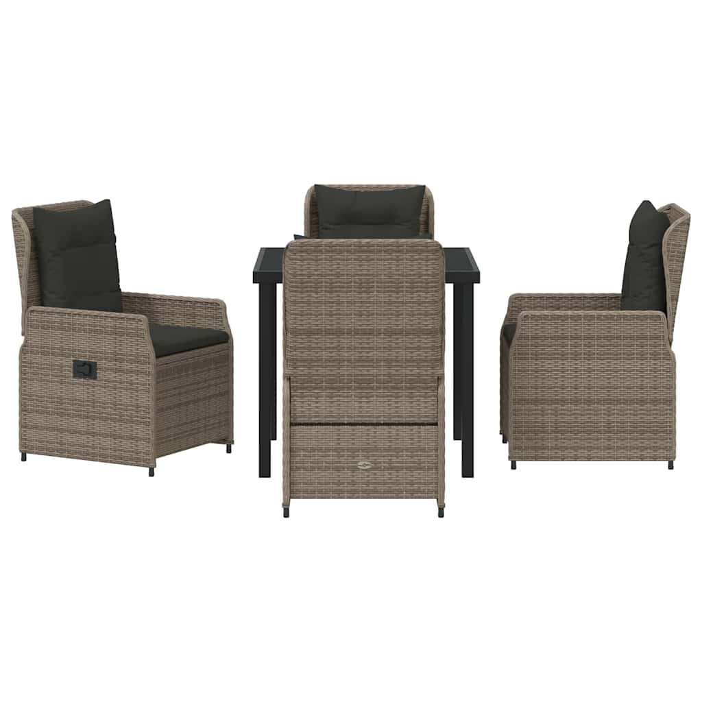Ensemble de salle à manger pour jardin 5 pcs Gris polyrotin - XIOS