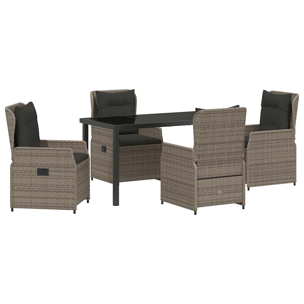 Ensemble de salle à manger pour jardin 5 pcs Gris polyrotin - XIOS