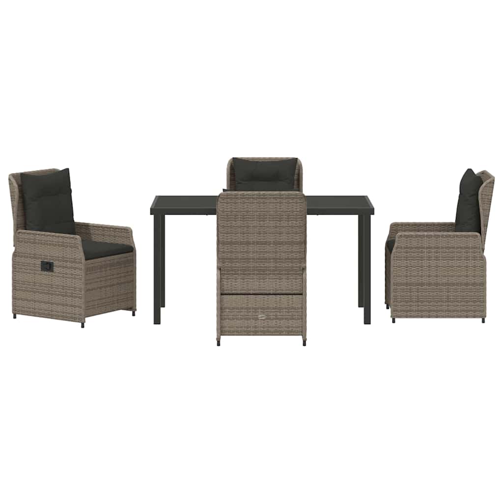 Ensemble de salle à manger pour jardin 5 pcs Gris polyrotin - XIOS