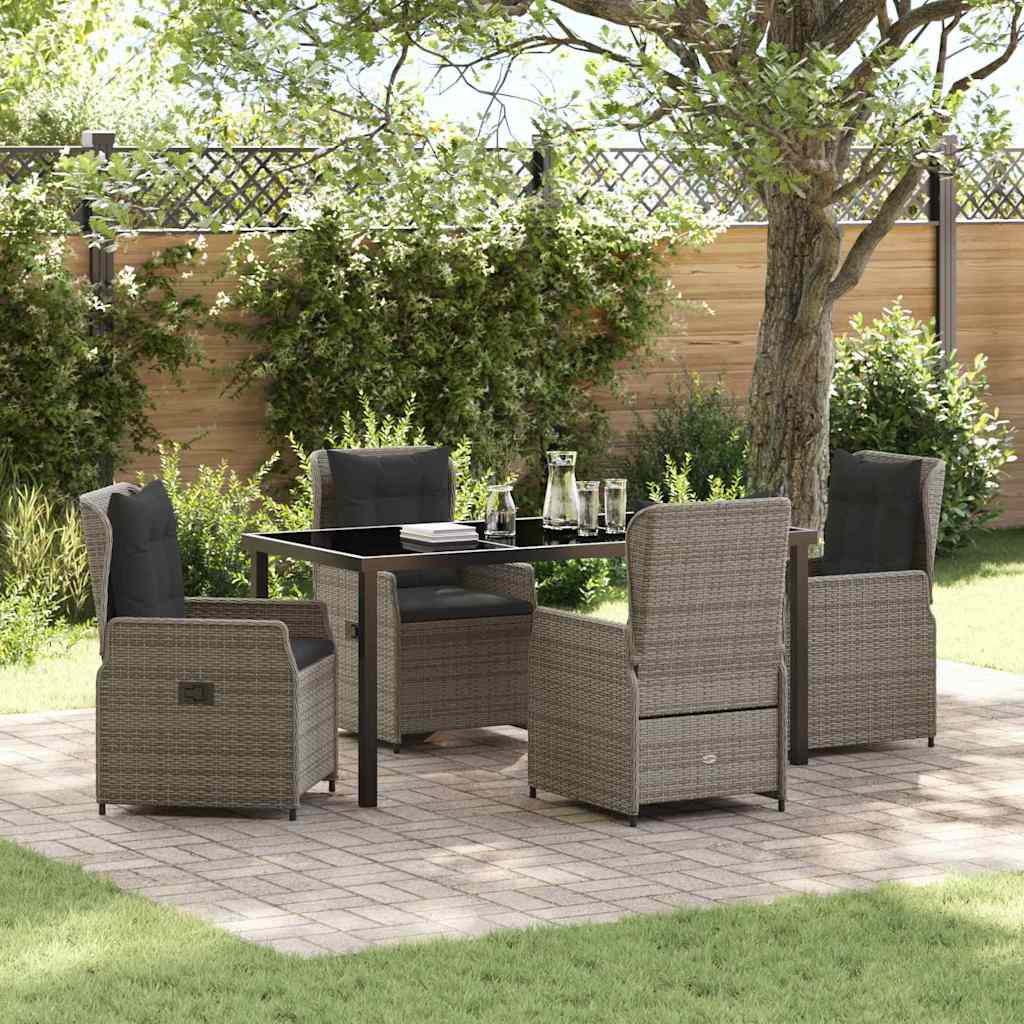Ensemble de salle à manger pour jardin 5 pcs Gris polyrotin - XIOS