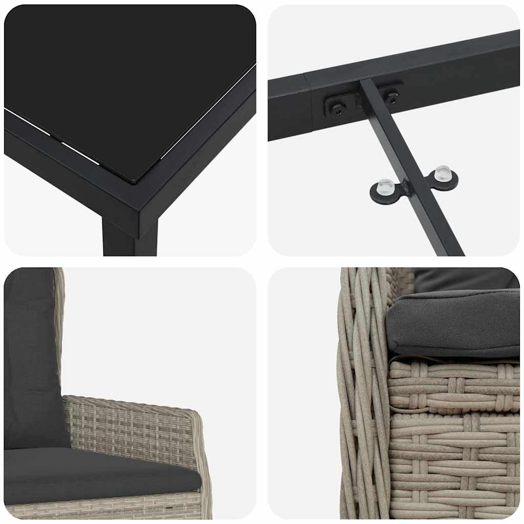 Ensemble de salle à manger pour jardin 5 pcs Gris clair - XIOS