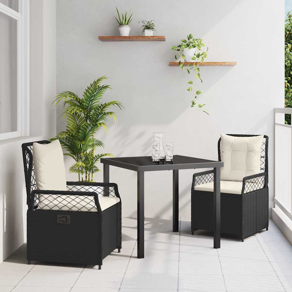 Ensemble de salle à manger pour jardin 3 pcs Noir polyrotin - XIOS
