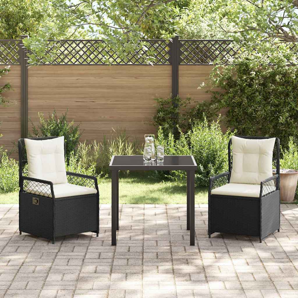 Ensemble de salle à manger pour jardin 3 pcs Noir polyrotin - XIOS