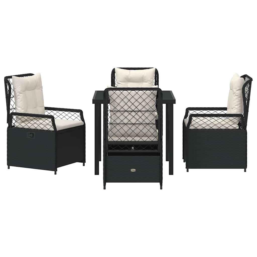 Ensemble de salle à manger pour jardin 5 pcs Noir polyrotin - XIOS