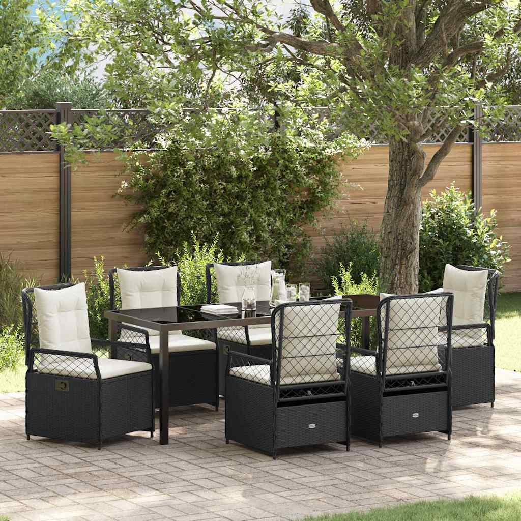 Ensemble de salle à manger pour jardin 7 pcs Noir polyrotin - XIOS