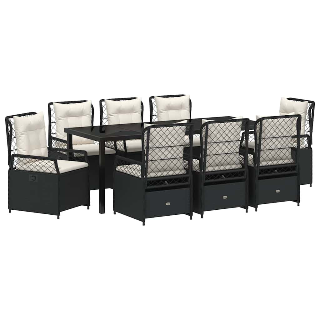 Ensemble de salle à manger pour jardin 9 pcs Noir polyrotin - XIOS
