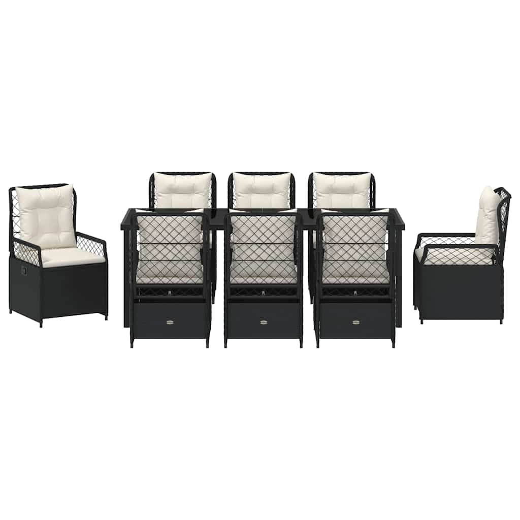 Ensemble de salle à manger pour jardin 9 pcs Noir polyrotin - XIOS
