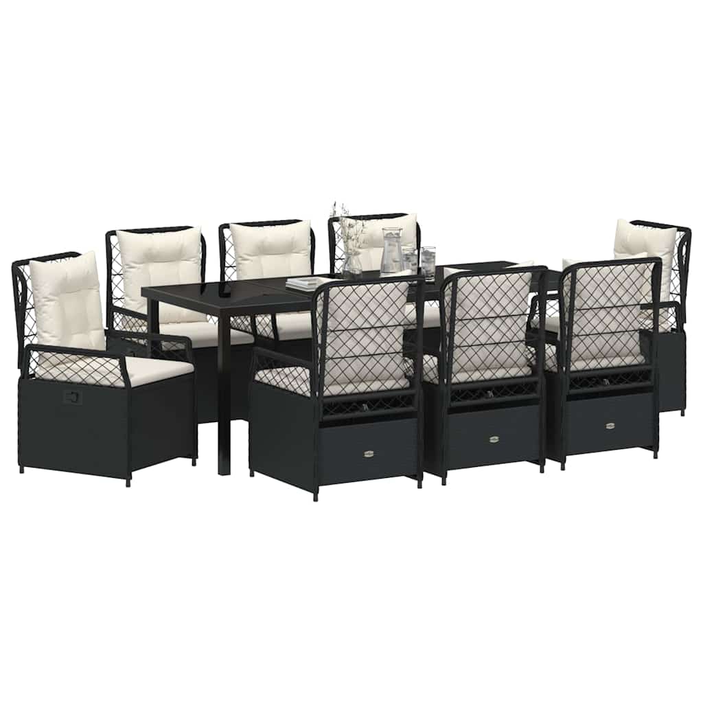 Ensemble de salle à manger pour jardin 9 pcs Noir polyrotin - XIOS
