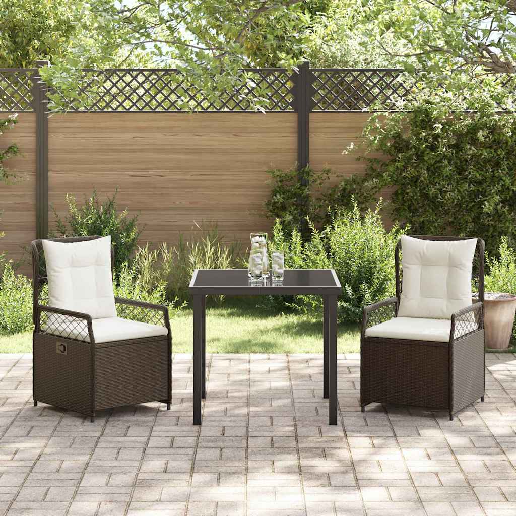 Ensemble de salle à manger pour jardin 3 pcs Marron polyrotin - XIOS