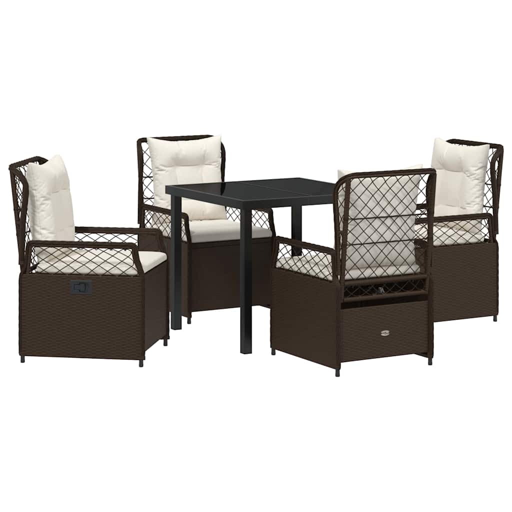 Ensemble de salle à manger pour jardin 5 pcs Marron polyrotin - XIOS