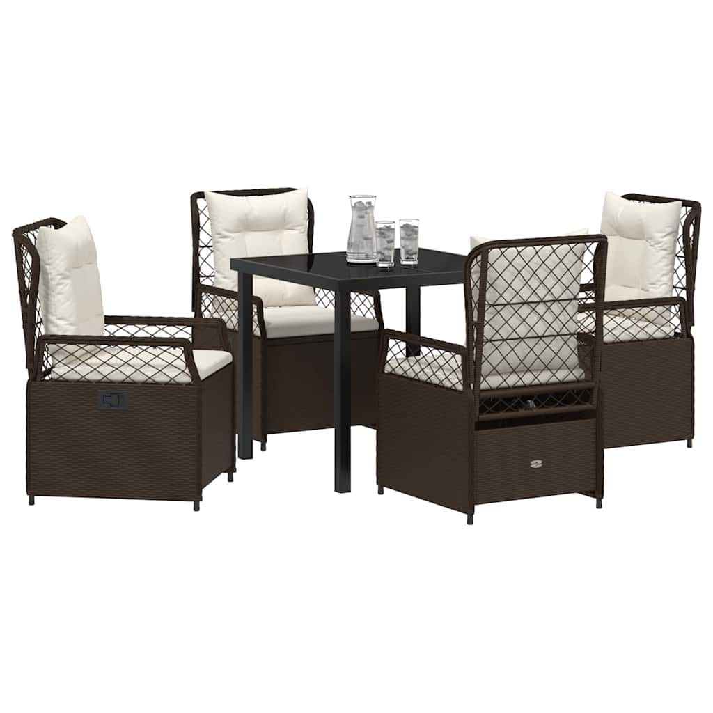 Ensemble de salle à manger pour jardin 5 pcs Marron polyrotin - XIOS
