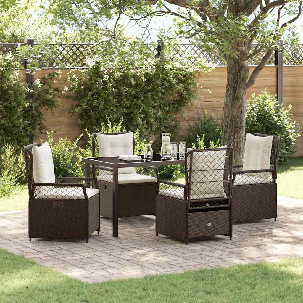 Ensemble de salle à manger pour jardin 5 pcs Marron polyrotin - XIOS