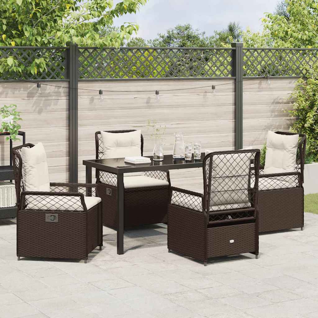 Ensemble de salle à manger pour jardin 5 pcs Marron polyrotin - XIOS