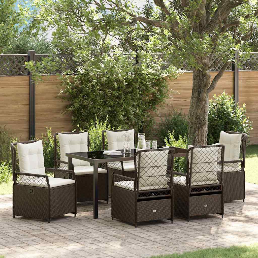 Ensemble de salle à manger pour jardin 7 pcs Marron polyrotin - XIOS